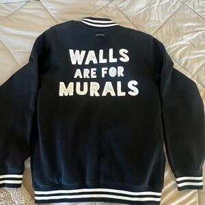 Unique Black Varsity Sweatshirt with White Text